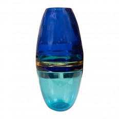 Two tone blue Murano glass vase